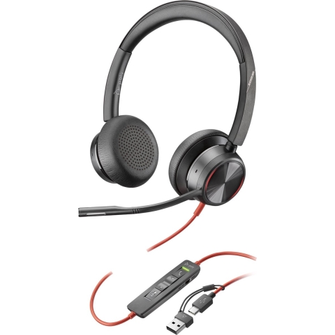 HP Poly Blackwire 8225 On Ear headset Kabel Stereo Zwart Noise Cancelling Headset, Volumeregeling, Microfoon uitschakelbaar (mute)