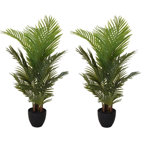 2x Groene kunst goudpalm planten in pot 94 cm -