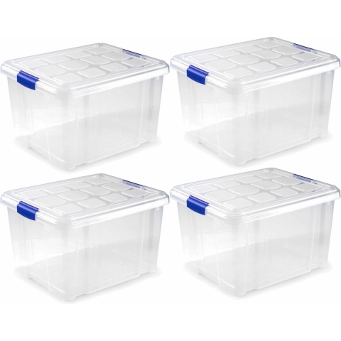 6x Opslagbakken/organizers met deksel 25 liter 42 cm transparant -