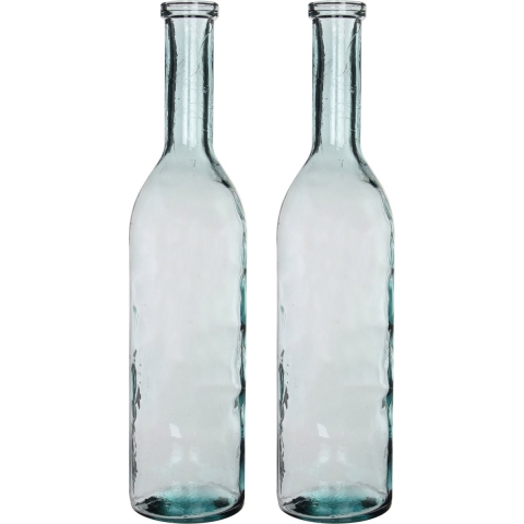 Set van 2x stuks transparante fles vaas/vazen van eco glas 18 x 75 cm -