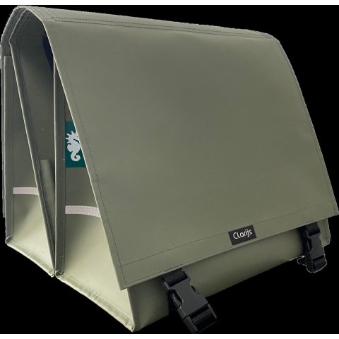 Dubbele Fietstas XL PVC 46L met uitsparing matt olijf
