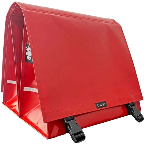 Dubbele Fietstas XL PVC 46L met uitsparing rood