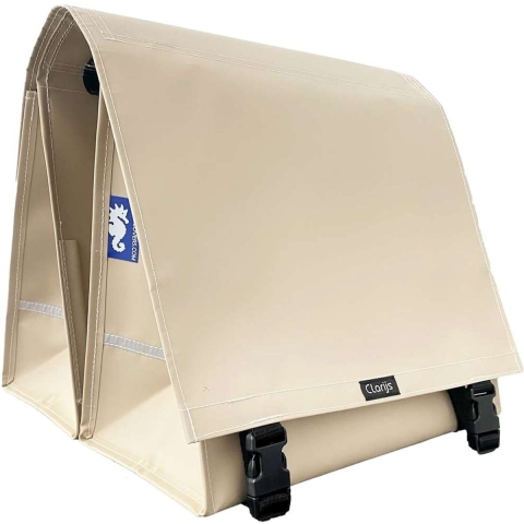 Dubbele Fietstas XL PVC 46L met uitsparing matt zand