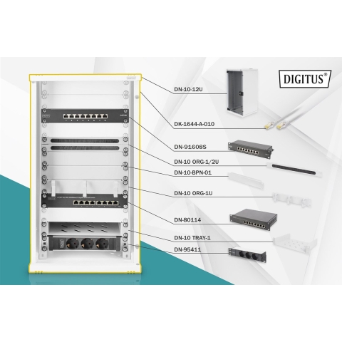 Digitus DN-10-SET-3 10inch-patchkast 12 HE Grijs, Grijs (RAL 7035)