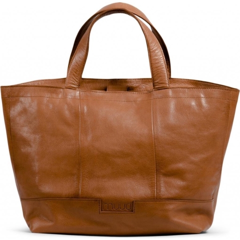 MUUD Hiba Whisky - Handgemaakt leren shopper met opbergvakken 27x29cm