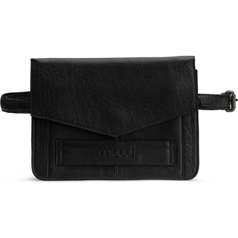 MUUD Cheri Black - Handgemaakt leren heuptas 24 x 18 x 3 cm