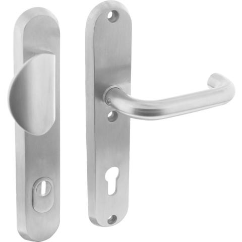 Intersteel Veiligheidsbeslag SKG3 profielcilindergat met kerntrekbeveiliging ovaal voordeurbeslag massief rvs geborsteld