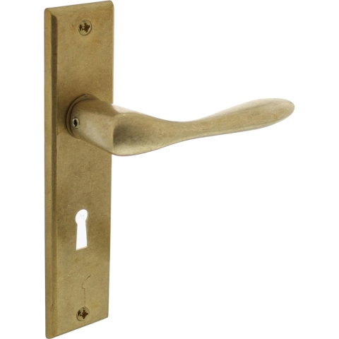 Intersteel Deurkruk Banaan met schild 181x41x7mm messing getrommeld