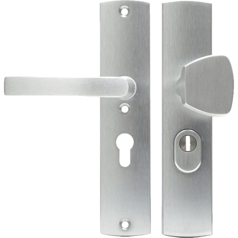 Veiligheidsbeslag Curve Plus S-knop+kruk Blok PC55 anti-kerntrek/omkeerbaar/242x52x13/alu. gesl. F1/SKG3