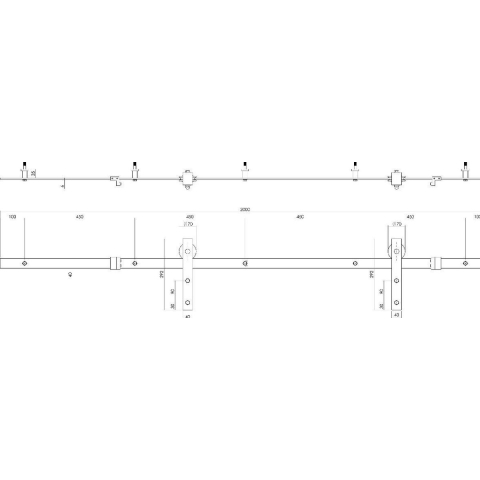 Intersteel DIY-schuifdeur Cubo zwart incl. transparant glas 980x2350x28mm + zwart ophangsysteem Basic