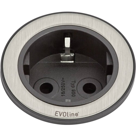 EVOline 159280001100 Inbouwstekkerdoos 1-voudig RVS, Zwart 1 stuk(s)