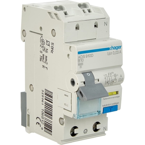 Hager ADS910D Aardlekschakelaar 1-polig 10 A 0.03 A 240 V