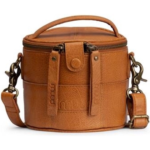 MUUD Saturn mini Whisky - Handgemaakt leren kleine tas 13xØ14cm