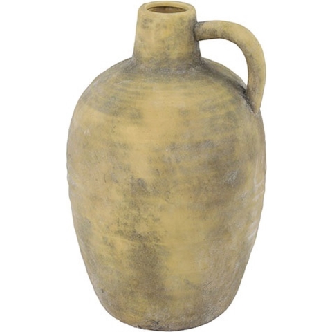 Bloemenvaas Amphore kruik Titan - zandsteen kleur - keramiek - D26 x H41 cm -