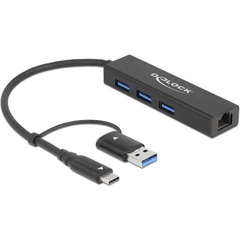 Delock 64149 USB 3.2 Gen 1-hub Zwart