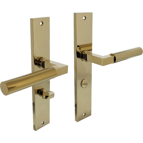 Intersteel Deurkruk Bau-Stil op schild 245x45 mm WC63/8 mm messing titaan PVD