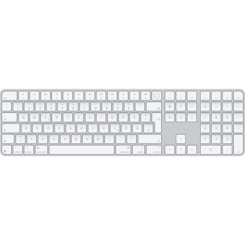 Apple Magic Keyboard Touch ID NumKey Toetsenbord Bluetooth QWERTZ, Duits, Macintosh Wit Oplaadbaar, Vingerafdruklezer, Numeriek toetsenbord