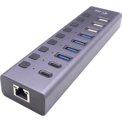 i-tec I-TEC USB 3.0/USB-C 9Port HUB + GLAN USB-combi-hub Grijs
