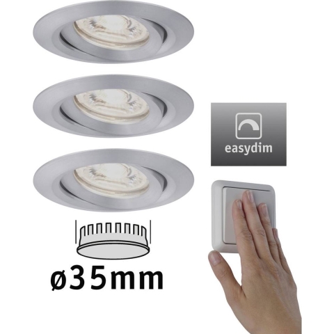 Paulmann 92975 EBL Nova mini Plus Coin LED-inbouwlamp Set van 3 stuks LED 4.20 W Aluminium
