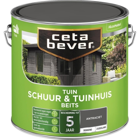 Cetabever Schuur&Tuinhuis Beits Dekkend - Antraciet - 2,5L
