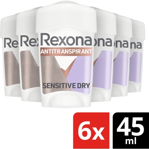 6x Rexona Deodorant Stick Cream Maximum Protection Sensitive Dry 45 ml