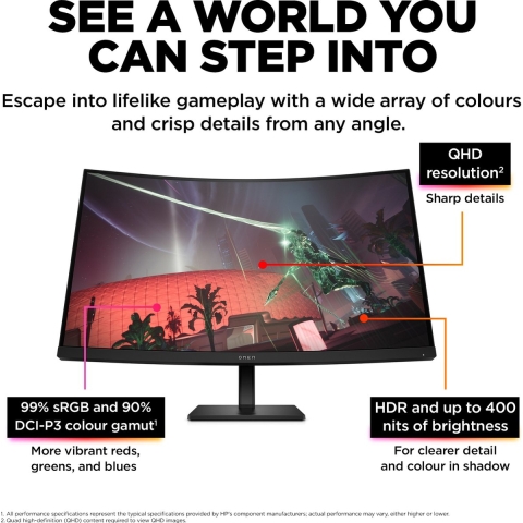 HP Omen 32c - 31.5 Inch 2560 X 1440 (qhd) 1 Ms 165 Hz