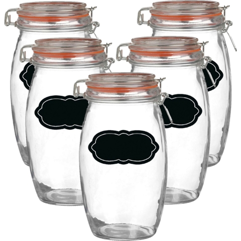 Weckpot/inmaakpot - 10x - 1.3L - glas - met beugelsluiting - incl. etiketten -