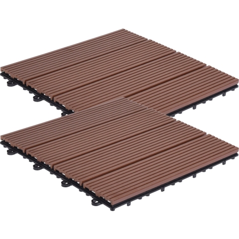 Tuintegel/terrastegels - 36x stuks - bruin - kunststof - 30 x 30 cm - vlonder tegels -