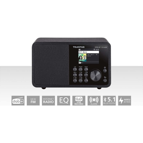 Telestar DIRA M 1 A Mobile EWF Batterijbediende Multifunctionele Mono Radio DAB+ / FM / Internet / Bluetooth Zwart - 30-011-02