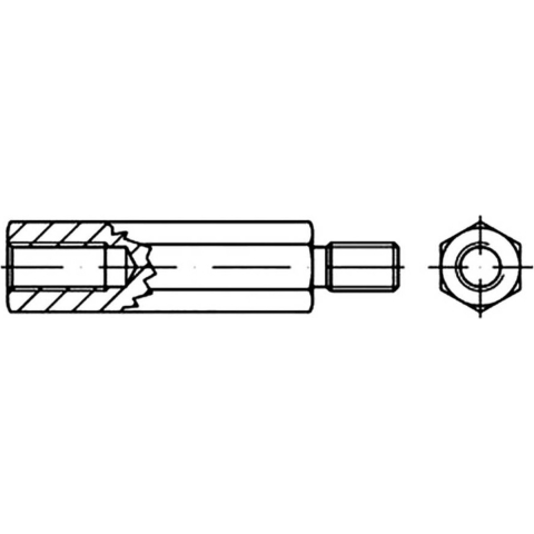 TOOLCRAFT Zeskantige afstandsbout 50 mm Staal (verzinkt) 149972 100 stuk(s)