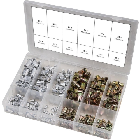 KS Tools 970.0630 Assortiment draadeinden, staal en aluminium, M3x9mm-M10x21mm, 300-delig
