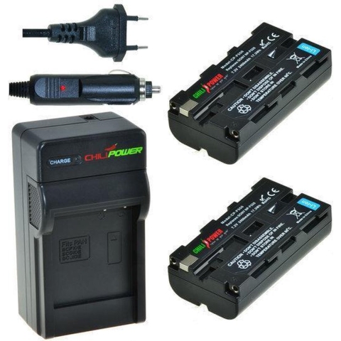 2 x NP-F550 accu's voor Sony - inclusief oplader en autolader - Origineel ChiliPower