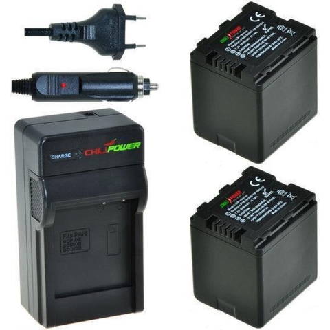 2 x VW-VBN260 accu's voor Panasonic - inclusief oplader en autolader - Origineel ChiliPower