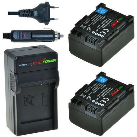 2 x BP-808 accu's voor Canon - inclusief oplader en autolader - Origineel ChiliPower