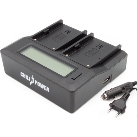 Duo oplader voor 2 camera-accu's Canon LP-E10 - met LCD scherm