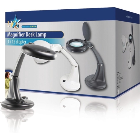 Loeplamp met vergrootglas 3+12 dioptrie 12W zwart