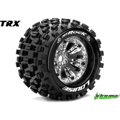 Louise MT-ROCK Medium banden op chrome velgen voor 1/8 MT - 1/2 offset