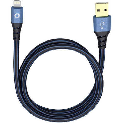 Oehlbach Apple iPad/iPhone/iPod Aansluitkabel [1x USB-A 2.0 stekker - 1x Apple dock-stekker Lightning] 0.50 m Blauw, Zwart