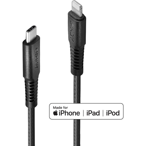 LINDY USB-kabel USB 2.0 Apple Lightning stekker, USB-C stekker 3.00 m Zwart 31288
