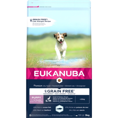 Eukanuba Puppy & Junior S/M graanvrij zeevis hondenvoer 2 x 3 kg