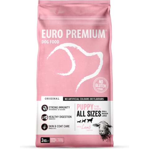 Euro Premium Puppy w/Lamb & Rice hondenvoer 2 x 3 kg