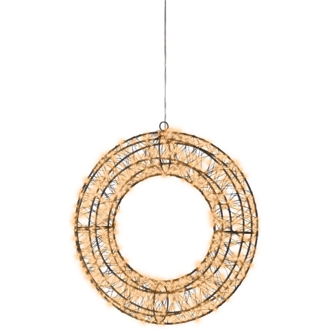 Lumineo Micro LED Krans Frame Voor Buiten Op Stekker Dia.38cm Zwart Warm-wit