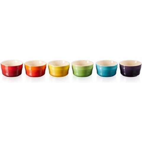 LE CREUSET - Aardewerk - Mini-ramekins 0,10l Regenboog 6-dlg