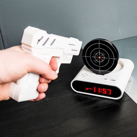 Gun Alarm Clock - Wekker Kinderen - Digitale Wekker - Alarmklok Wekker - Wekker Pistool - Wit Wit