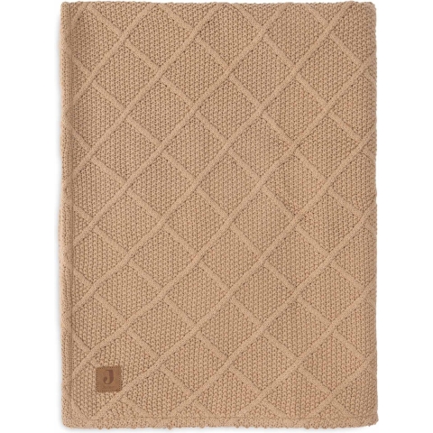 Jollein Wiegdeken Check Knit Teddy/Fleece - 75x100 cm - Biscuit