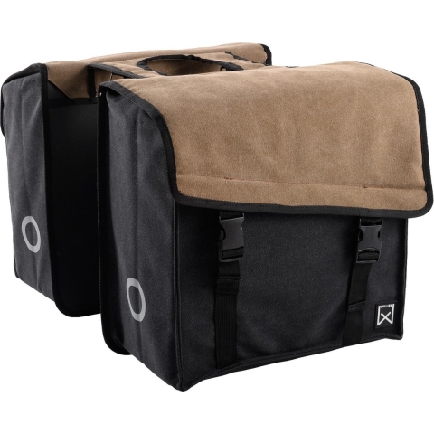 Dubbele fietstas Canvas Tas 101 30L Bruin/Zwart