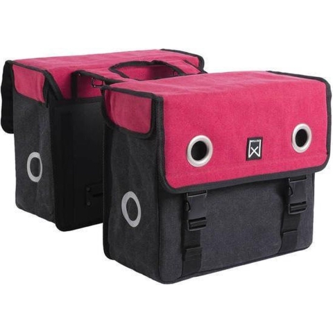 Dubbele fietstas Canvas Tas 30L Paradise Red/zwart