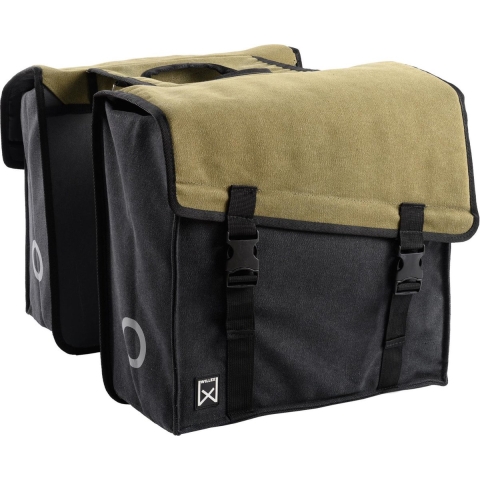 Dubbele fietstas Canvas Tas 101 30L Groen/Zwart