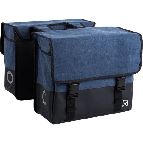 Dubbele fietstas Canvas Tas Plus 30L Blauw/Matzwart