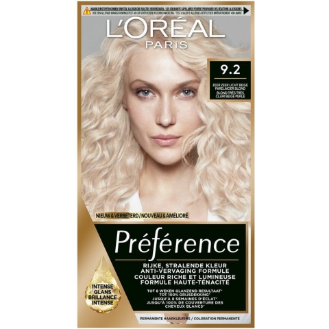 2x L'Oréal Préférence Permanente Haarkleuring 9.2 Warsaw Zeer Licht Beige Parelmoer Blond